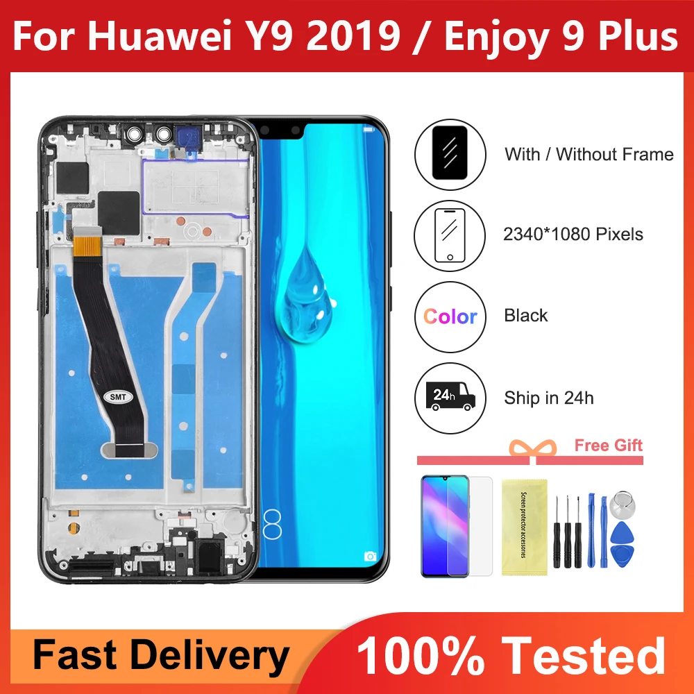 

6.5'' for HUAWEI Y9 2019 Display Touch Screen Digitizer with Frame Assembly Enjoy 9 Plus Replacement JKM-LX1 LX2 JKM-LX3 lcd
