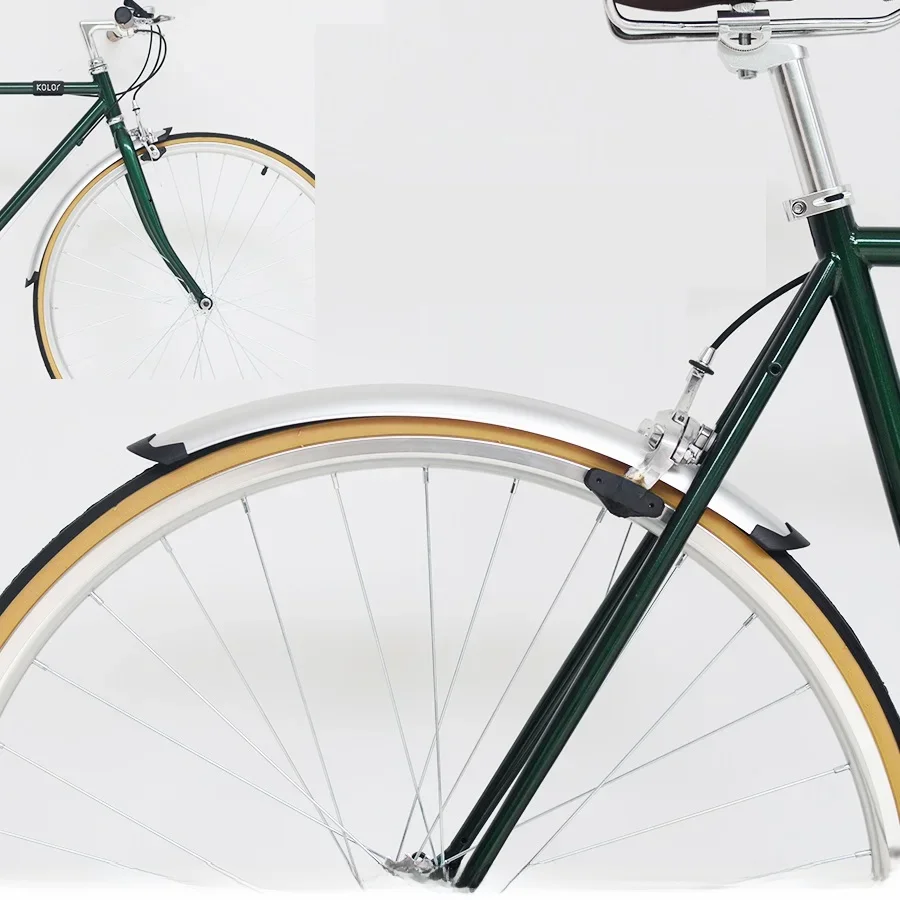 AliExpress NONE Bicycle Front Rear Fender Retro Fixed Gear Bike 700C Road Bicycle Fender Plastic and Aluminum Liner Fender Silver Black