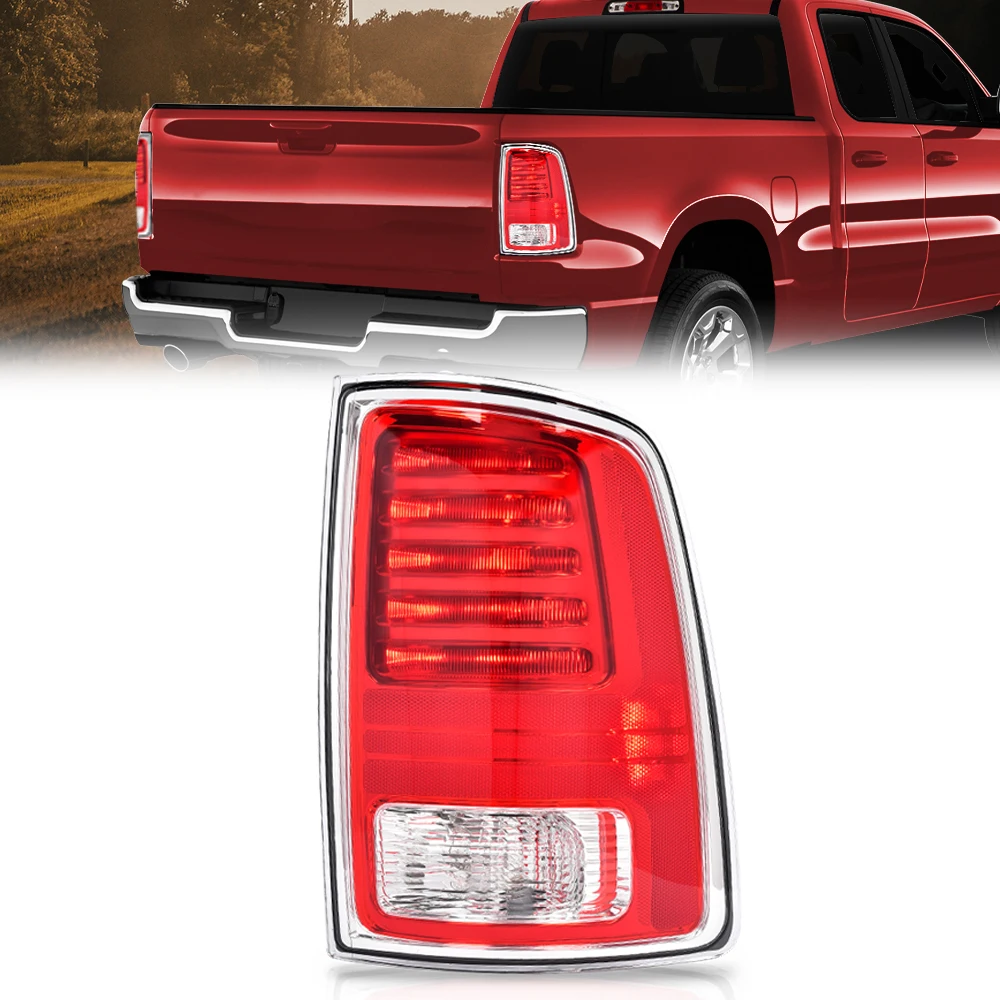 

Led Tail Lights Lamp Fit for 13-18 Ram 1500 2500 3500 Rear Lamp Chrome Passenger Right Side Chrome Housing Clear/Red Lens