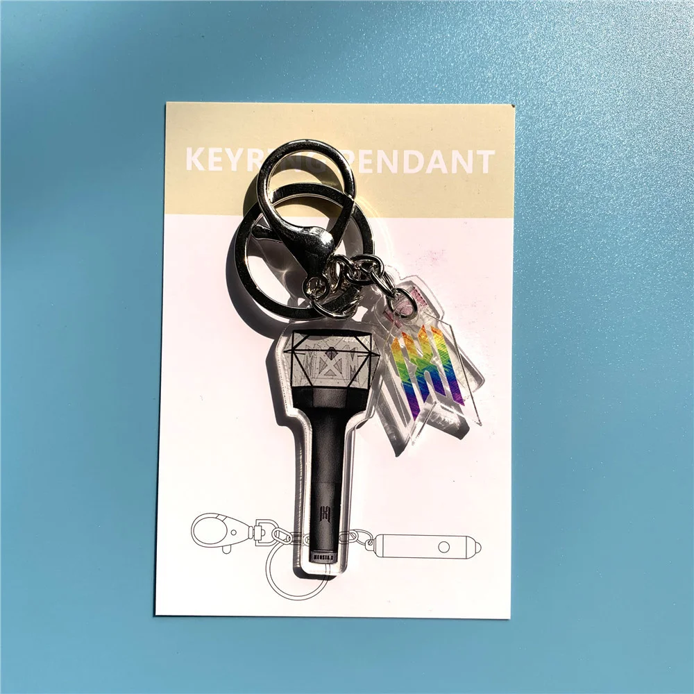 1PCS Kpop Light Stick Keychain ONEUS MONSTA X MOMO Acrylic Keychain Keyring Three-piece Pendant Bag Accessories Fans Collection