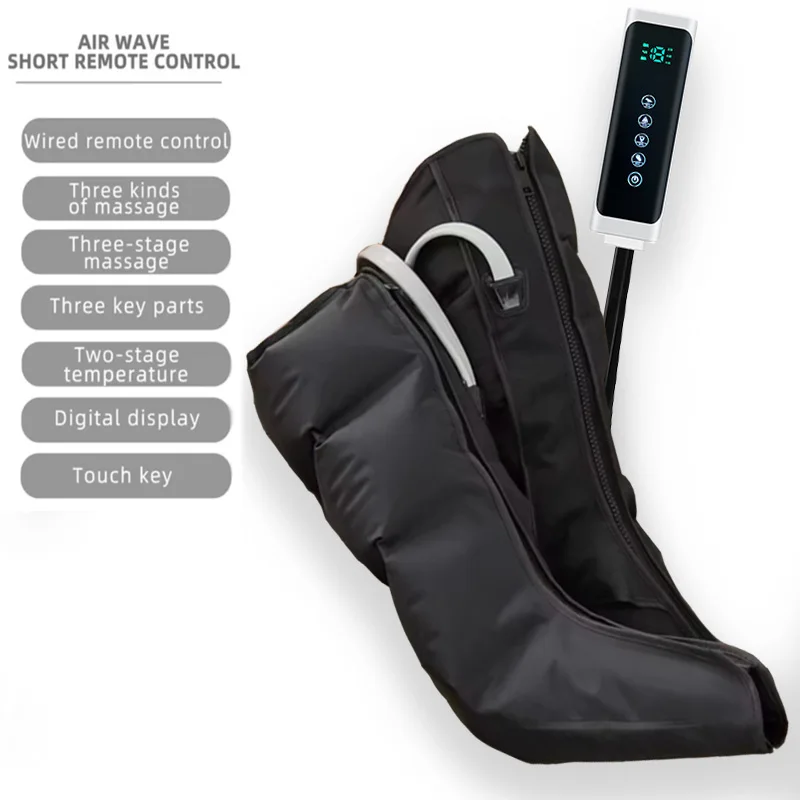 

Электрический пневматический массажер для ног с таймером, массажные сапоги для икр и стоп с воздушными волнами и подушками, 3 уровня интенсивности