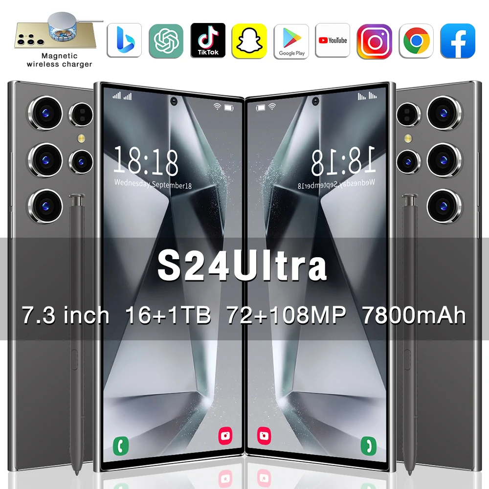 

S24 Ultra Smart Mobile Phones 22GB+2TB Original Smartphone 5G Dual SIM Face Unlocked Cellphones 7800mAh HD Cell Phone Celulares