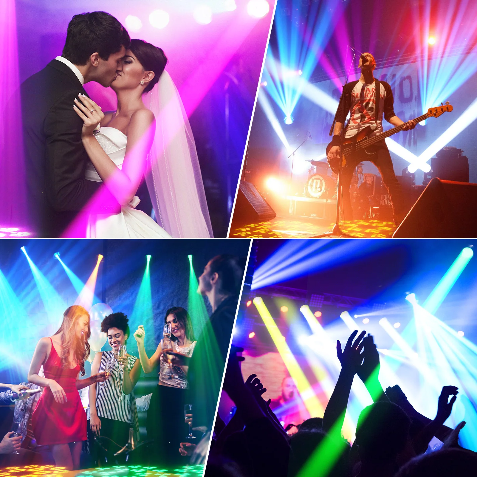 LeLeght 200W Moving Head 18-Facet Prism Stage Light 14CH DMX512 With Sound Activated for Parties Wedding Church Live Show Bar