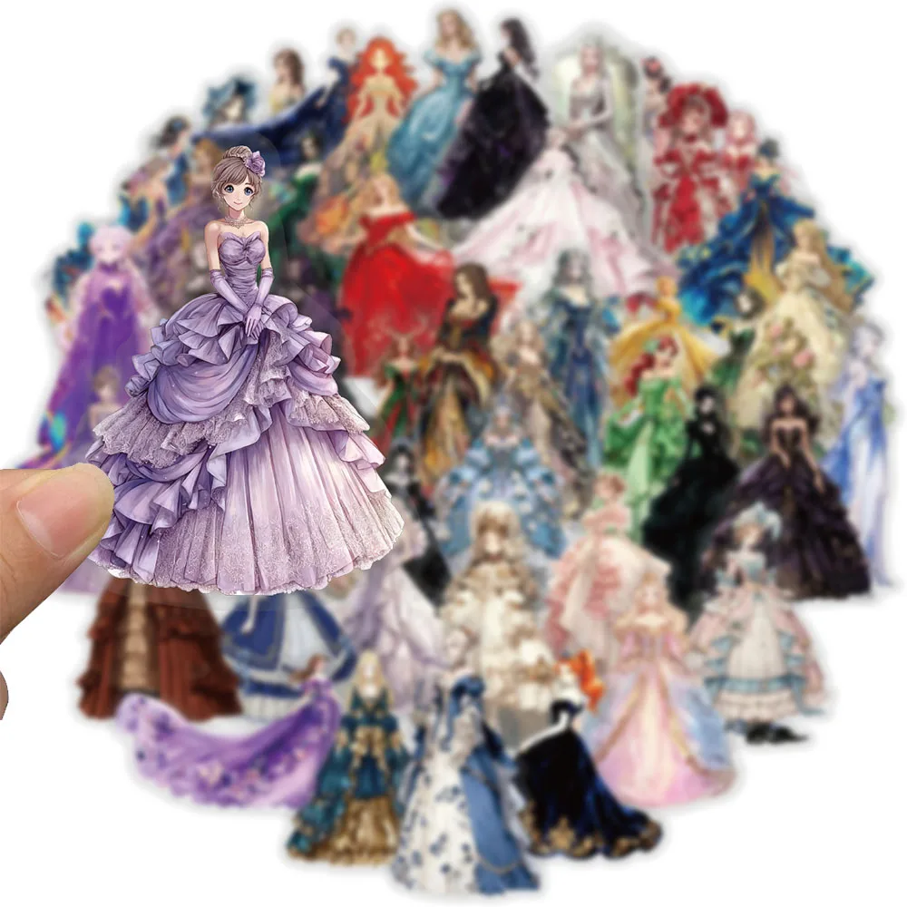 50 SZTUK Naklejek z Kreskówkowymi Dziewczynami w Spódniczkach, Dekoracyjne Naklejki na Gitarę, Obudowę Telefonu, DIY, Bagaż, Laptop, Wodoodporne Naklejki