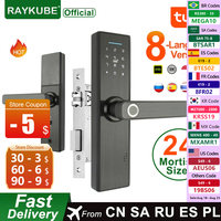 RAYKUBE Wifi Electronic Door Lock With Tuya APP Remotely / Biometric Fingerprint /Smart Card / Password /Key Unlock FG5 Plus/ H4