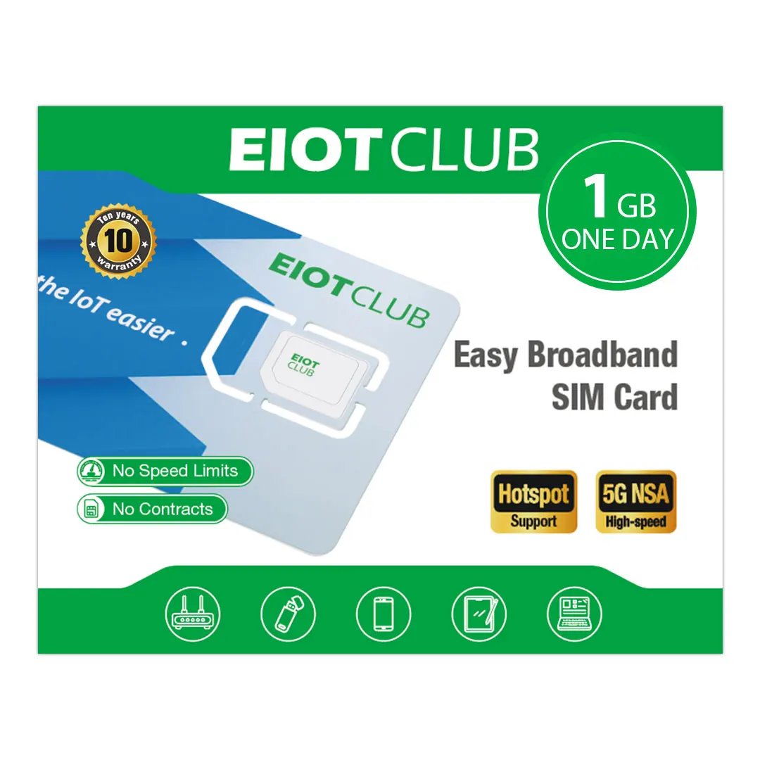 EIOTCLUB Second SIM Card - Perfect for Mobile WiFi Hotspot, Router, Laptops, and Tablets, 5g High-Speed, Data-only SIM Card