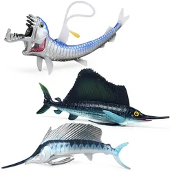 Simulation Marine Animals Viperfish Swordfish Model Action Figures Deep-sea Sailfish Fish Miniature Educational Toys Kids Gifts