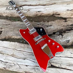 Custom BillyBo Jupiter Electric Guitar, Metallic Red Color, Block Fingerboard Inlays, Chrome Hardware Tailpiece, Free Shipping