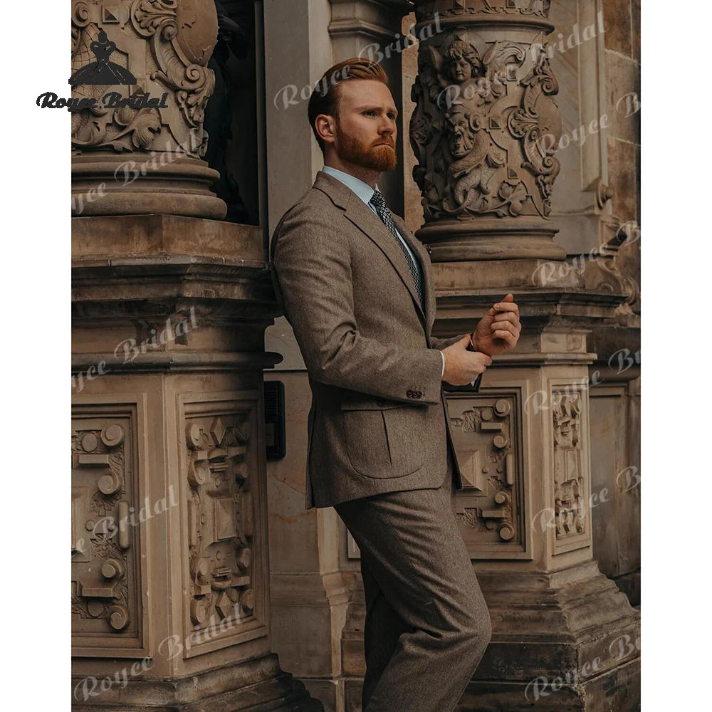 Two Piece Notch Lapel Single Breasted Wedding Men's Suit 2026 Brown Wedding Party Business Suits costume homme mariage