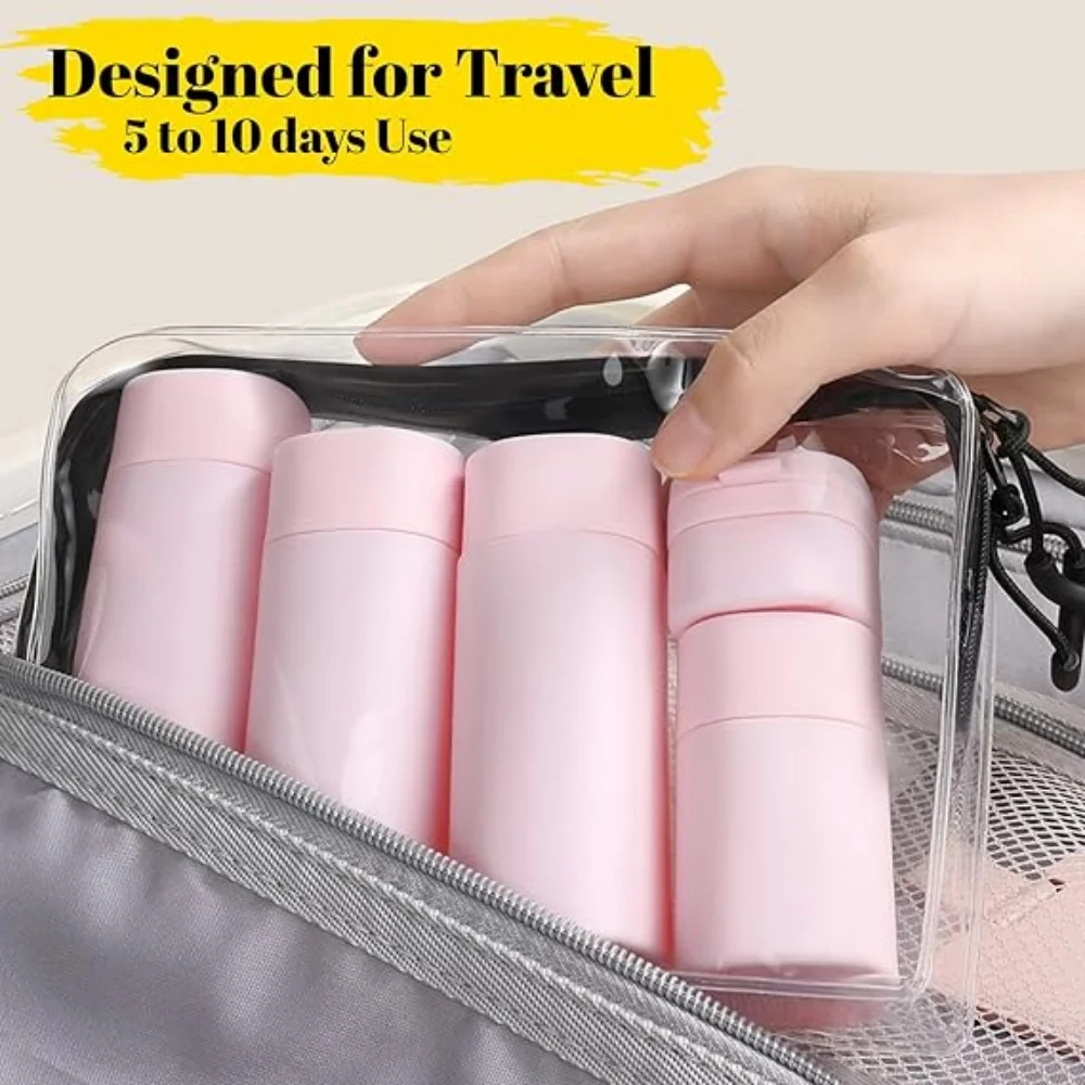Juego de botellas dispensadoras de crema de viaje, 5 uds., botellas de viaje, juego de contenedores de artículos de toca