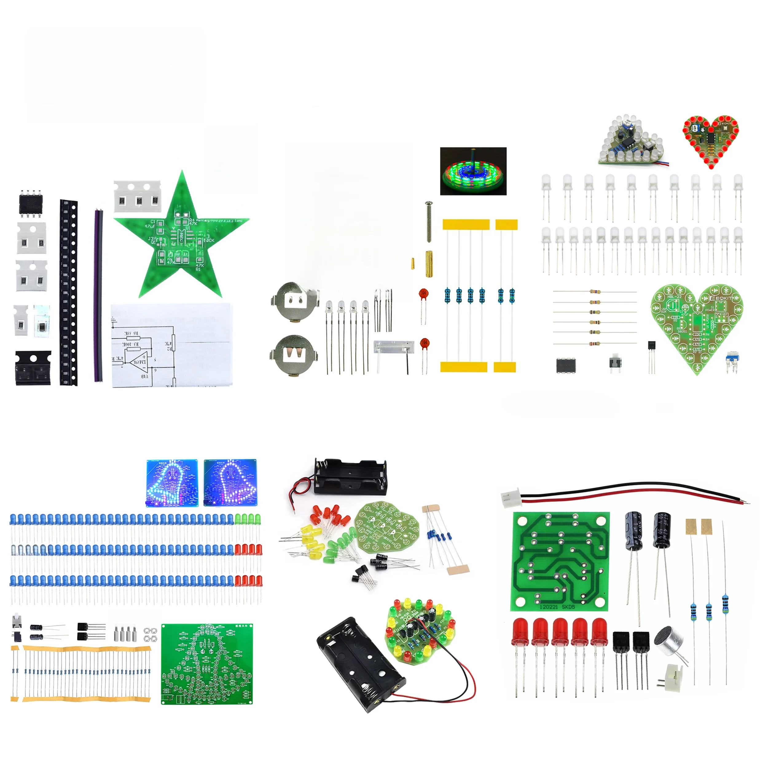 Kit de bricolage électronique en forme de cœur, commande vocale LED, gyroscope rotatif en forme d'étoile, apprendre à souder, laboratoire pour débutant