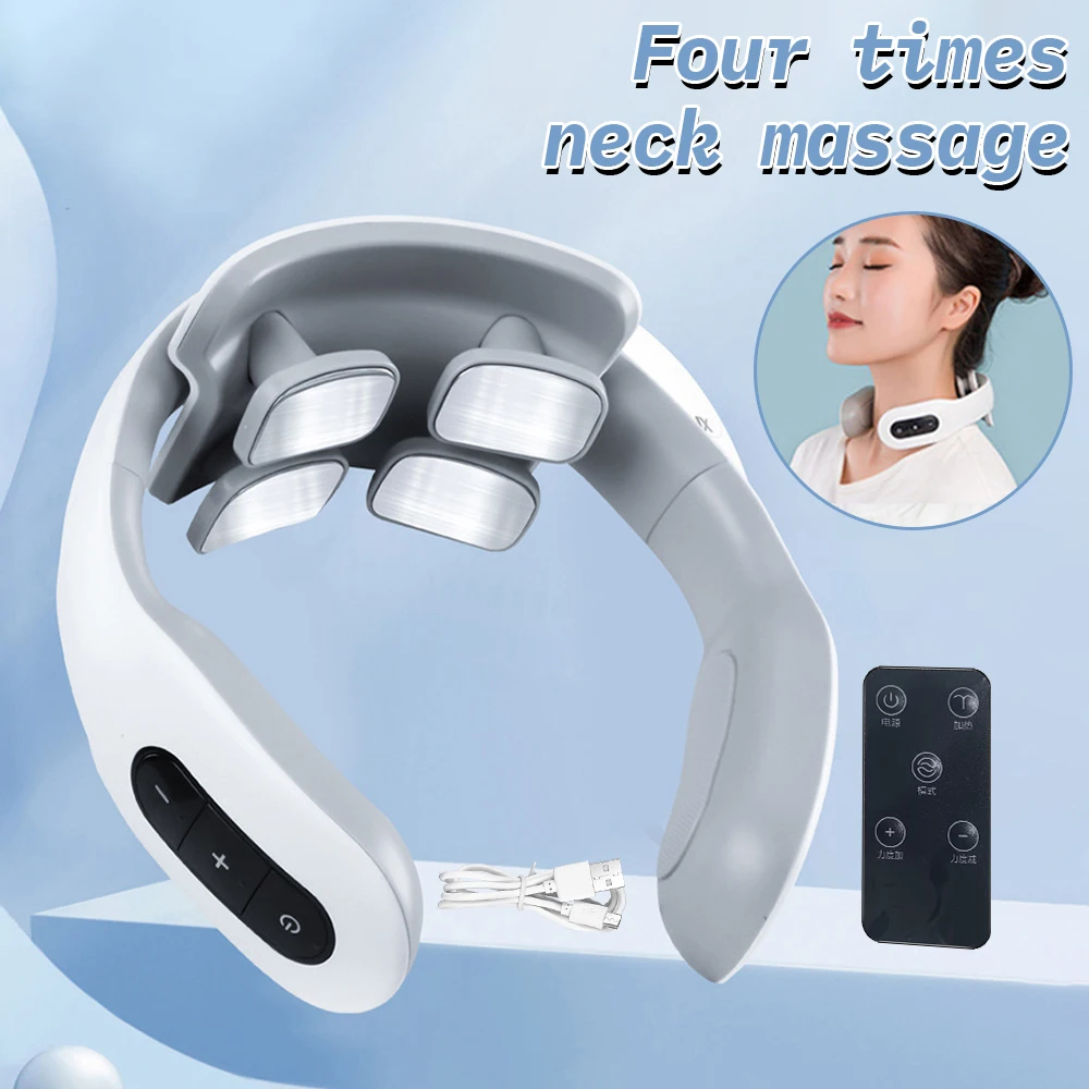 Masseur de cou Shiatsu, masseur cervical avec chaleur, 4 têtes, masseur de cou électrique pour soulager la douleur, massage des tissus profonds, 20 vitesses, 6 modes
