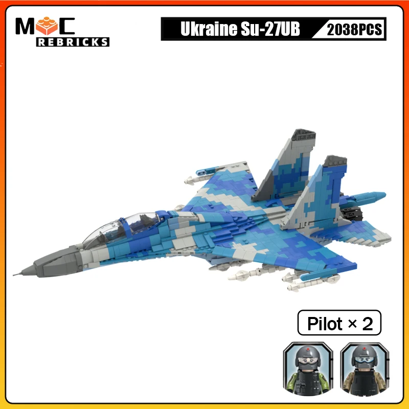 WW II Military Air Base Weapons Ukraine Su-27UB Flanker Fighter MOC Building Block Airplane Model Sets Bricks Toys Kid XMAS Gift