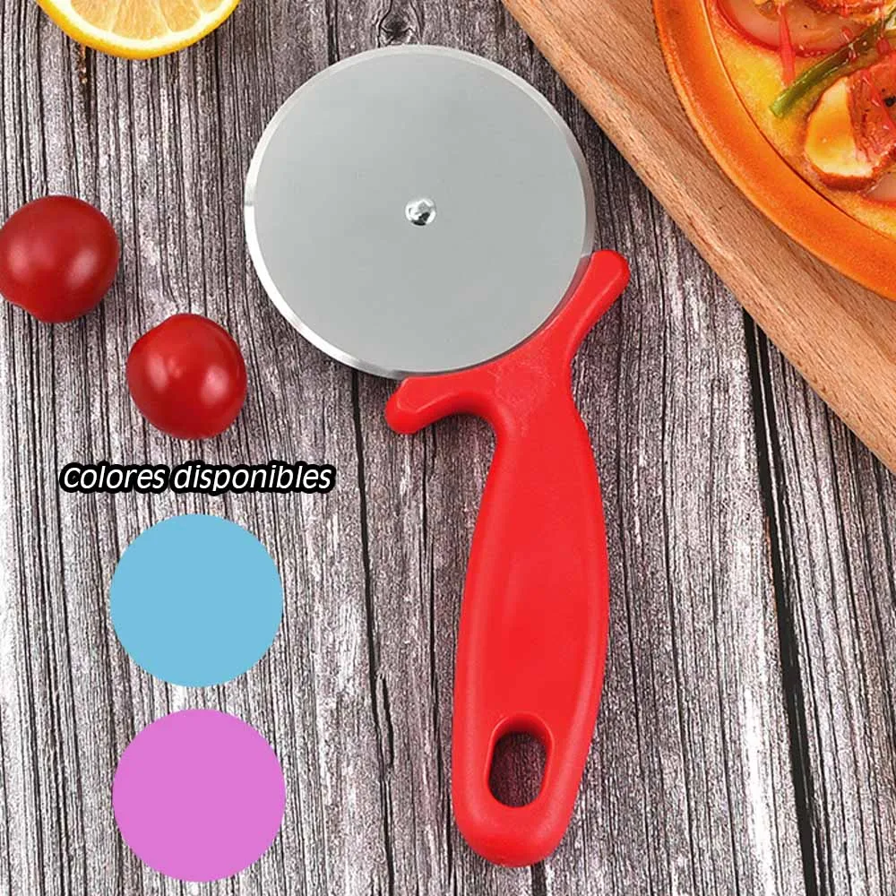 Rebanador de pizza. Cortador de rodillo. 20x10cm Acero inoxidable. Rebanador de pays. Cocina, panadería y pastelería. Cortador multifuncional.