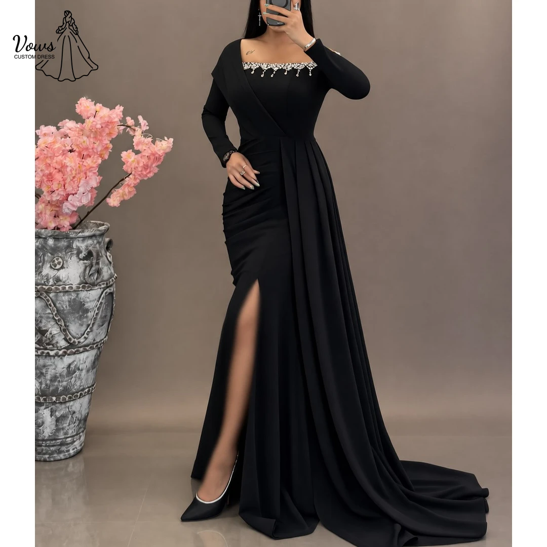 Vows Evening Dresses Elegant Party Dresses 2026 Fish Tail Women's Prom Dress 2026 Square Neck Long Sleeves Customized Ball Gowns
