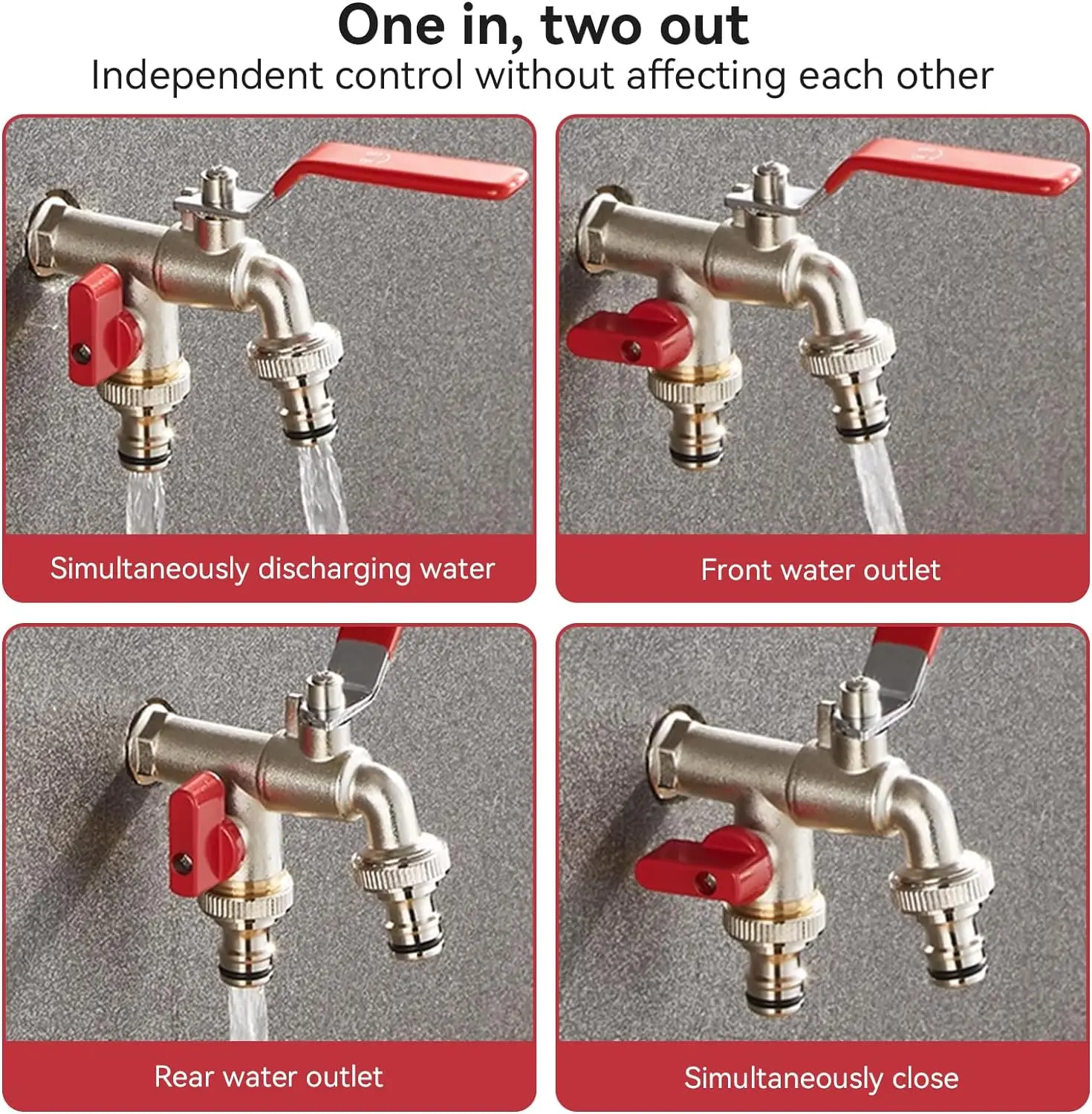 1pc Double Outlet Tap, 1/2\