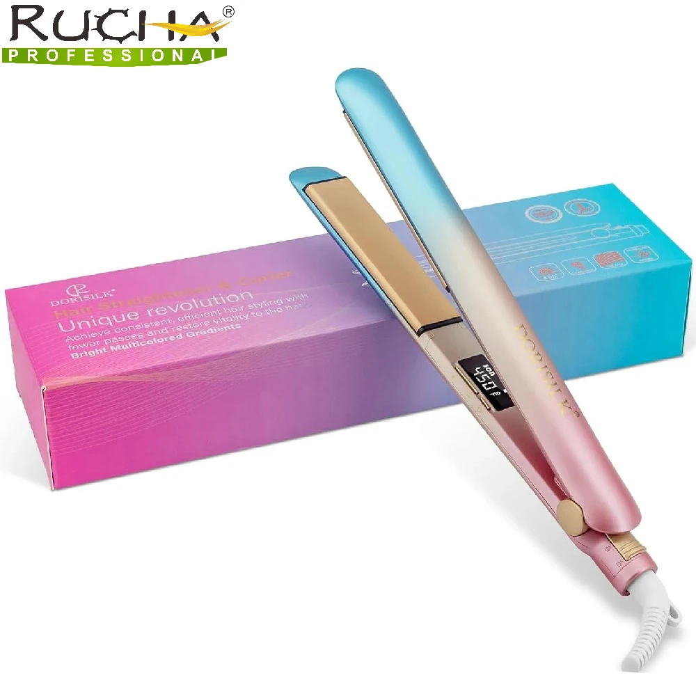 

Ceramic Flat Iron 450F Colorful Hair Straightener and Curler 2 in 1 Fast Heat Salon Straightening Iron for Travel Hair Plank