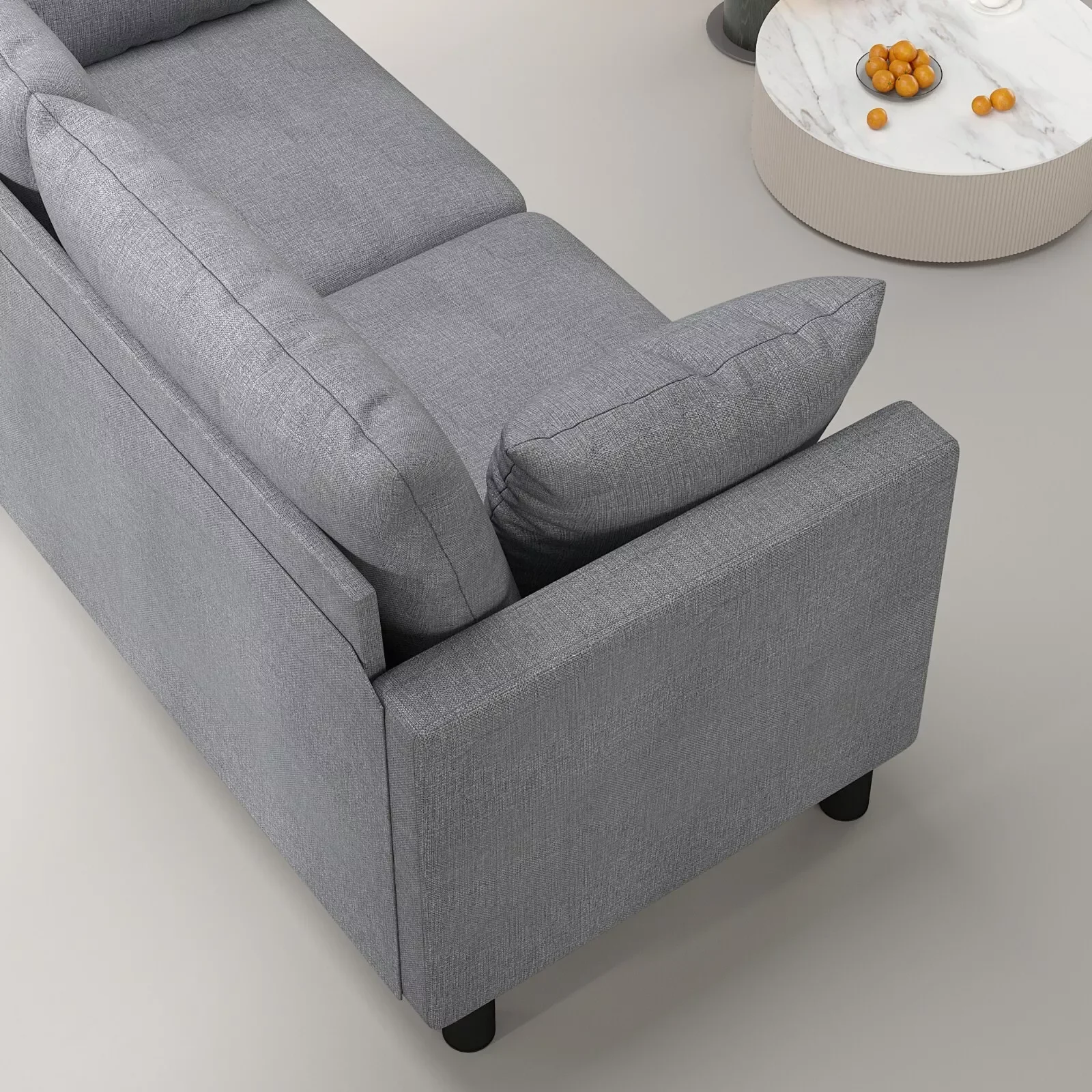 أريكة من الكتان المباشر Mcc لغرفة المعيشة ، أريكة مع مساند للذراعين وأرجل خشبية ، للمكتب ، غرفة النوم ، مقعدين #2