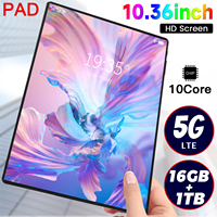 2025 5G New 10.36Inch Tablet Android 16GB RAM 1TB ROM Android 13.0 12000mAh Battery 16MP 32MP 10 Core Dual Sim Network Bluetooth