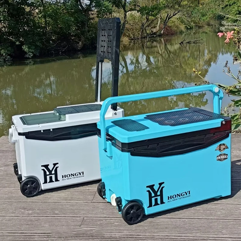 

New Fishing Tackle Box Large Capacity Multifunctional Fishing Box with Liftable Legs 32/35/38/40L Hard Fishing Storage Tool box