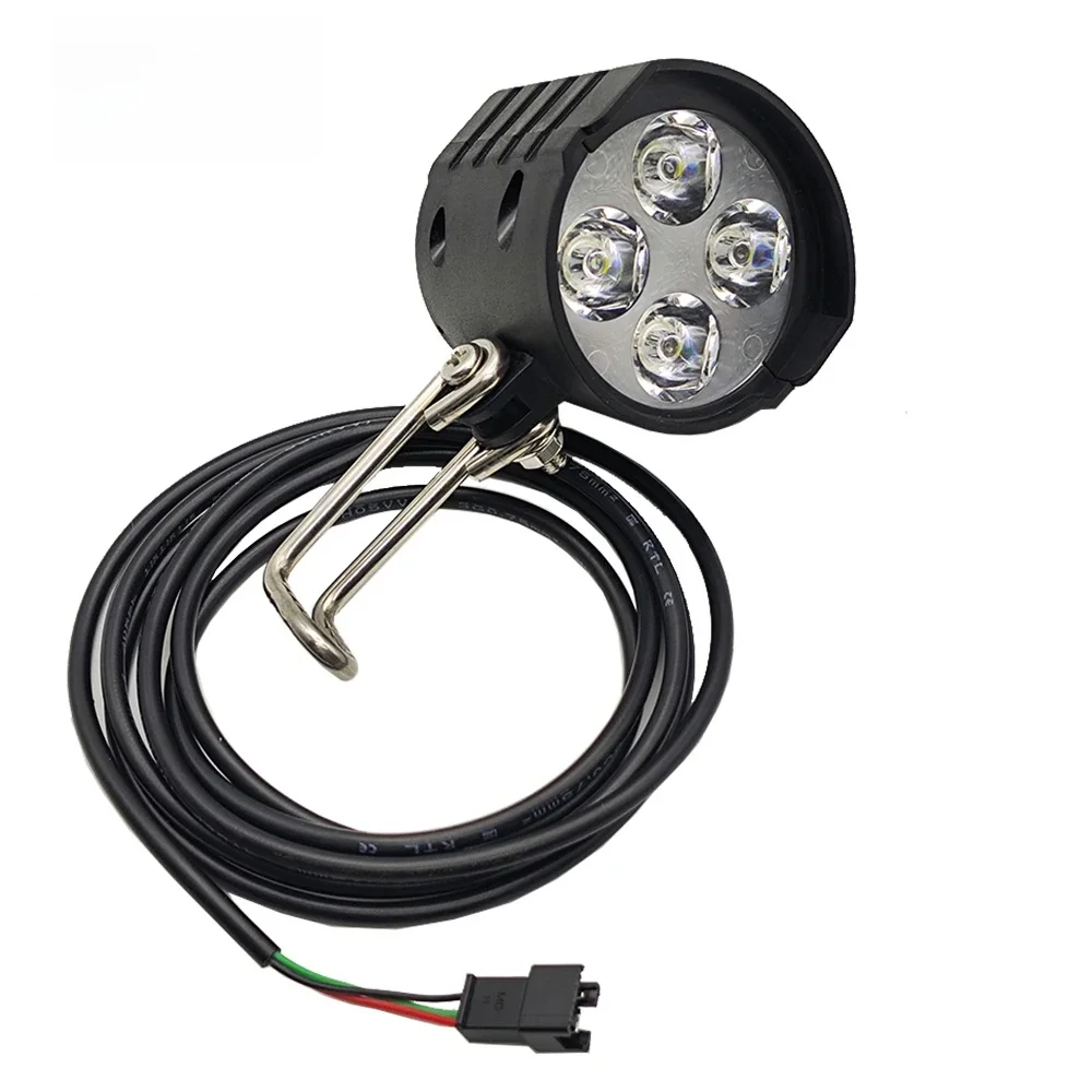 AliExpress NONE Electric Scooter Headlight Horn 12W High Bright 4 LED 2-in-1 36V to 72V Universal Front Light for Electric Folding Bicycle Ebike
