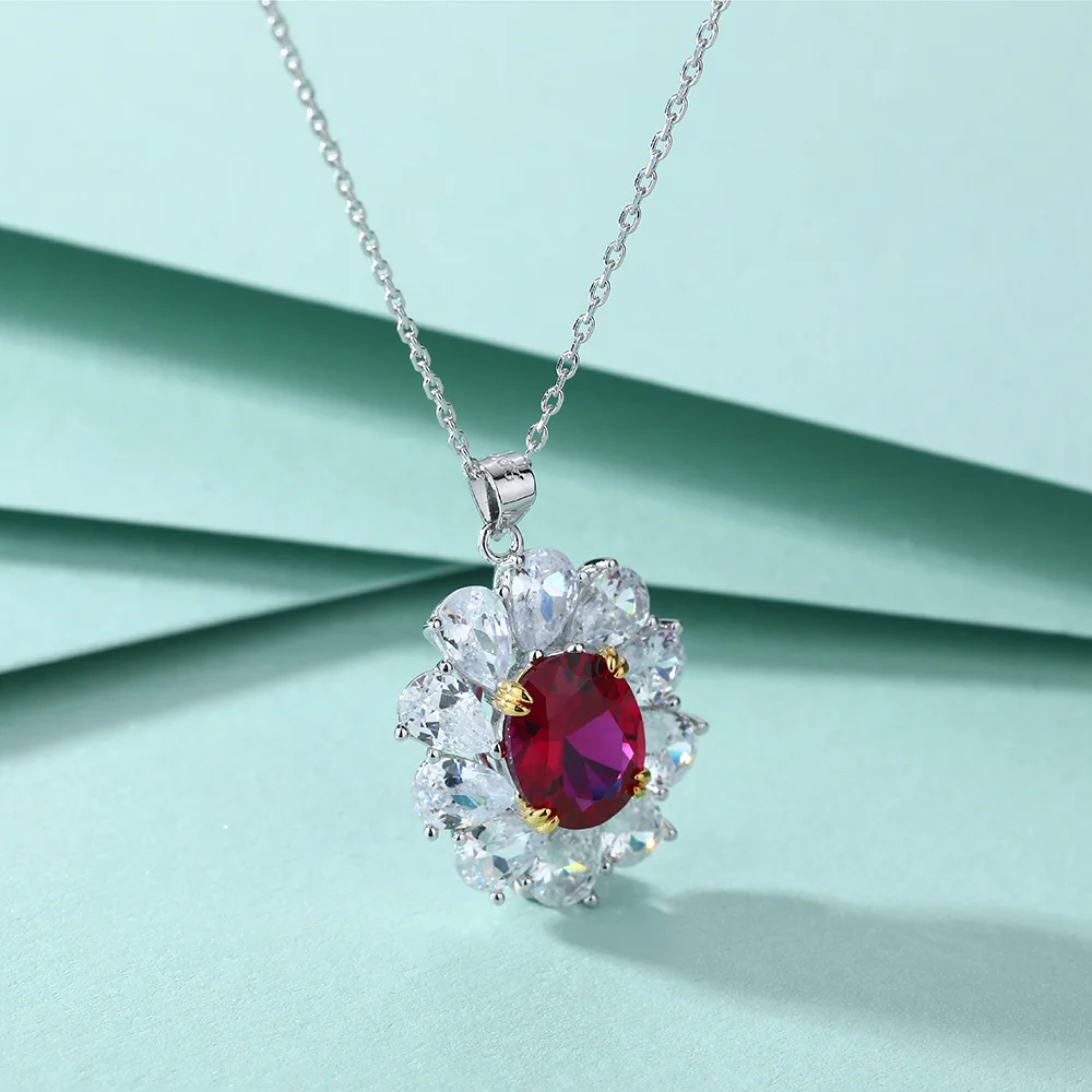 MuShan Luxury Jewelry 925 Sterling Silver Necklace Zircon 7A Grade Lariat Office Ladies Rhodium Plated Premium Jewelry Pendant