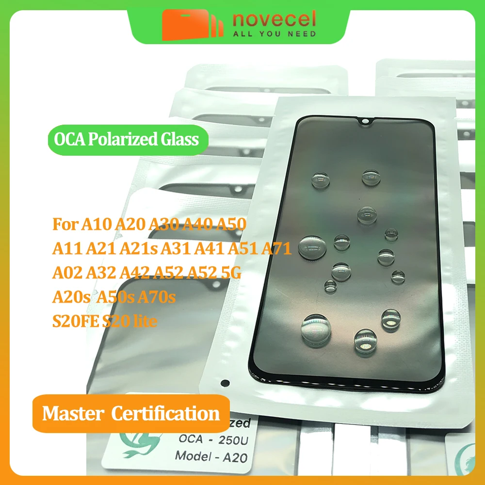 5szt 100% Ori Przednia zewnętrzna szyba ekranu z folią polaryzacyjną OCA do Samsung A51 A10 A10S A20 A30 A40 A50 A70 A30S M10S A50S M21