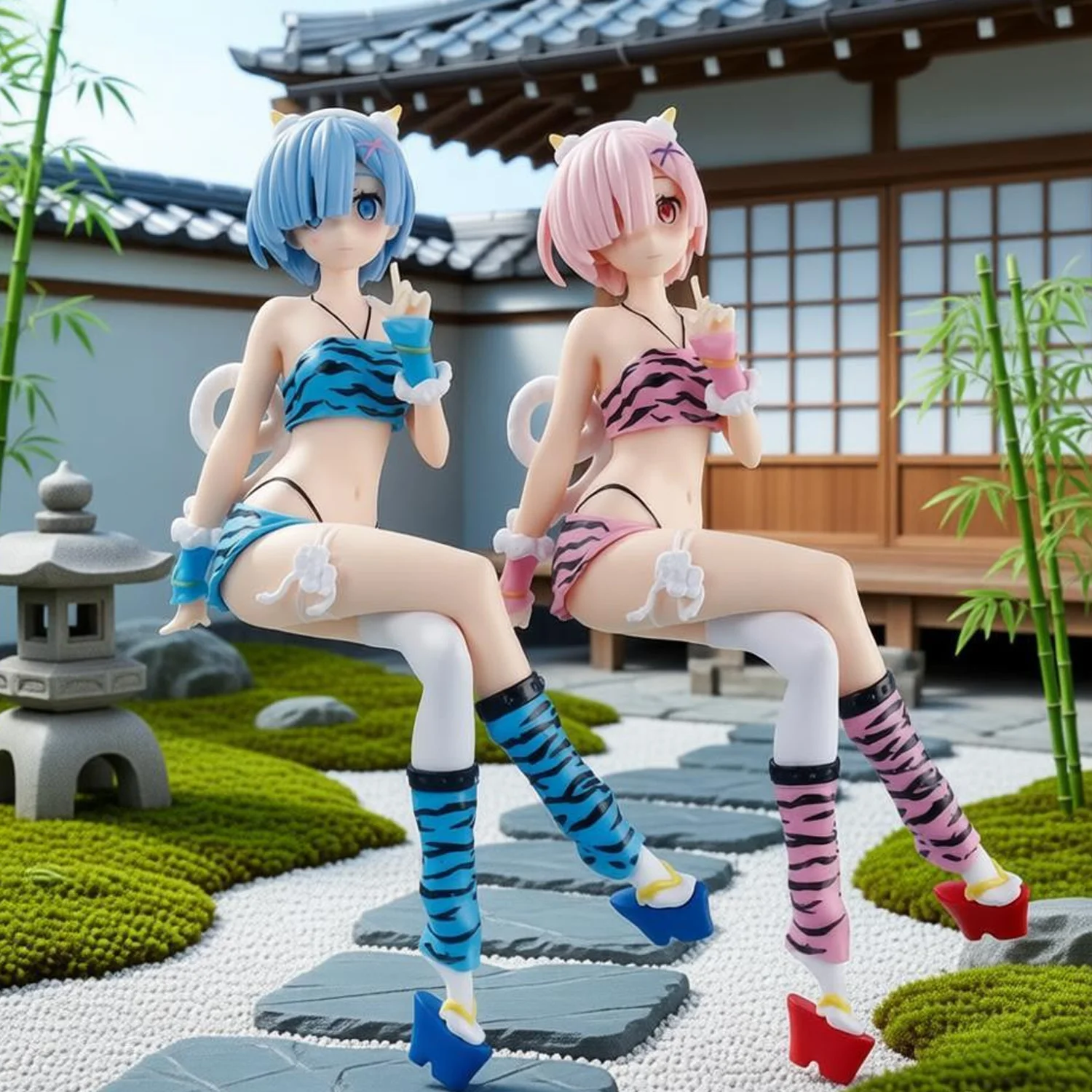 

Anime Character Model Set Zero Rem & Ram Collectible Figures Decorative Statues for Fans And Collectors