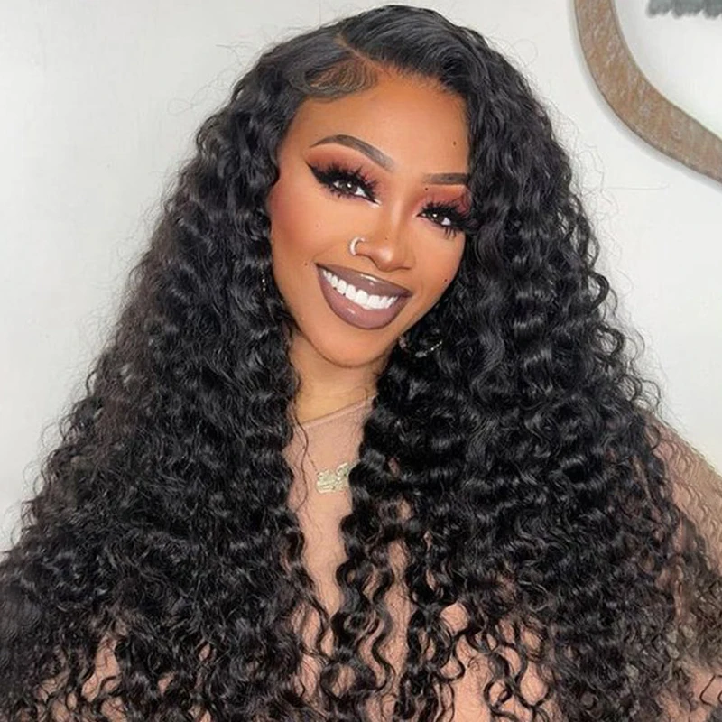 250Density Curly Wigs13x6Hd Lace Frontal Wigs Brazilian 30 Inch Deep Wave Curly Human Hair Wigs For Black Women Preplucked image 2