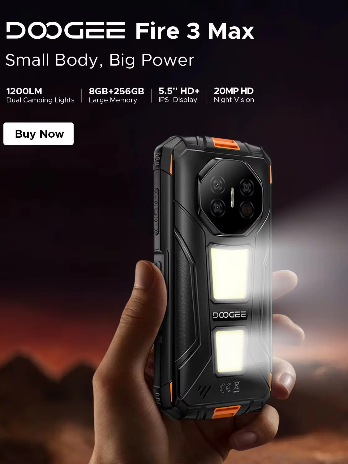 DOOGEE Fire 3 Max Robuuste Smartphone Android 15, 32GB+256GB/2TB, 8350mAh Batterij Robuuste Telefoon, 48MP+20MP Nachtzicht, IP68/IP69K - afbeelding 2