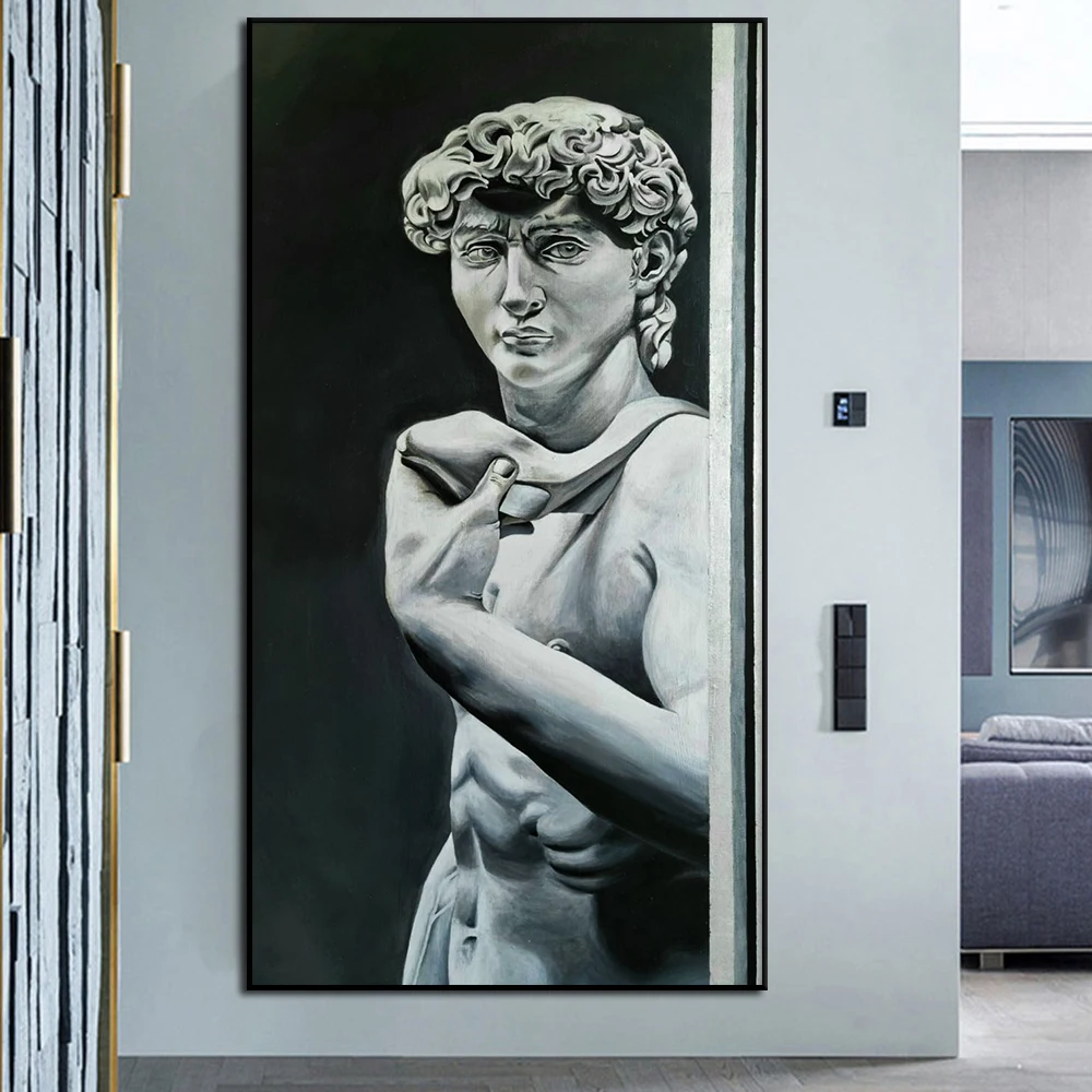 

Classic David Sculpture Painting Minimalist Black White Wall Art Canvas Poster Print Pictures For Living Room Home Decor Cuadros