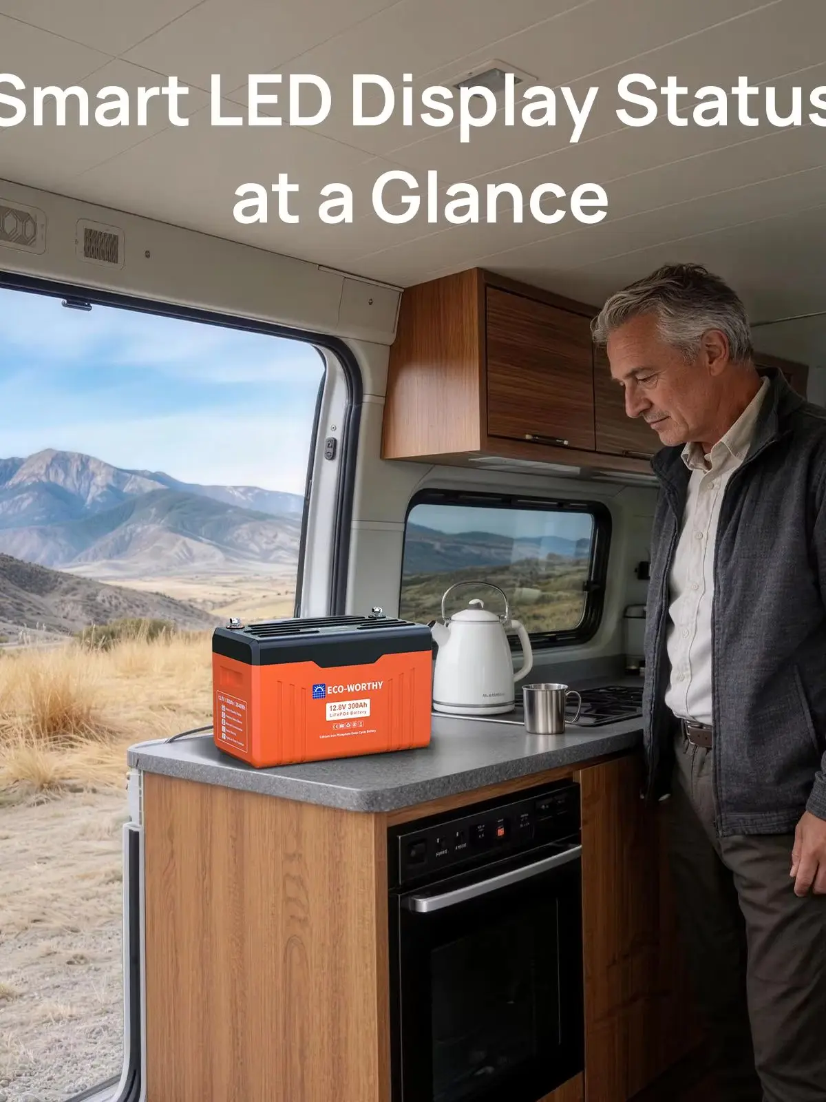 ECO-WORTHY 12V 314AH ​ LiFePO4 Lithium-Batterie mit Bluetooth und SOC-LEDs, Niedertemperaturschutz, 4019WH, 200A BMS, bis zu 15000 Deep-Cycle-Zyklen für Off-Grid, Wohnmobile, Solaranlagen,