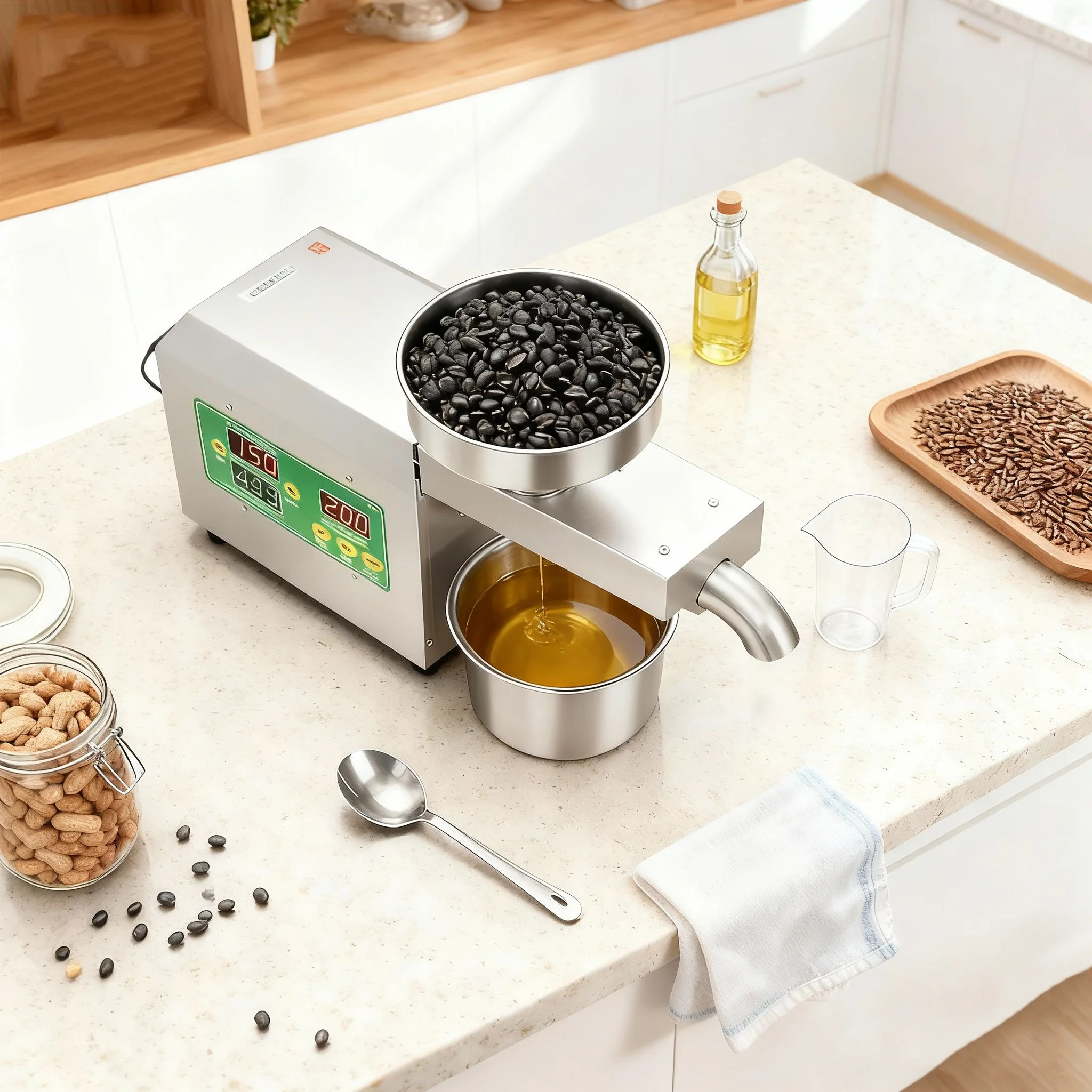 Пресс для холодного и горячего масла из нержавеющей стали для домашнего коммерческого использования, машина для экстракции льна, семян, арахиса, кунжутного масла, кухонная техника