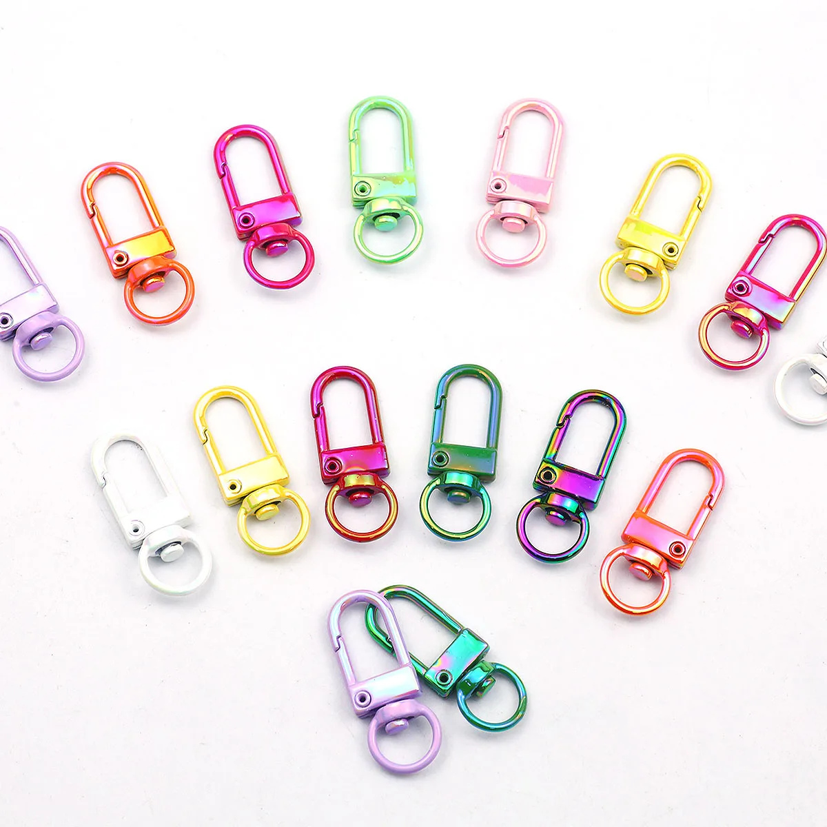 12×34mm Mixed Color AB Colorful Spring Buckle Lobster Buckle Keychains For Jewelry Making Chain Keychain DIY Accessories 3~20pcs