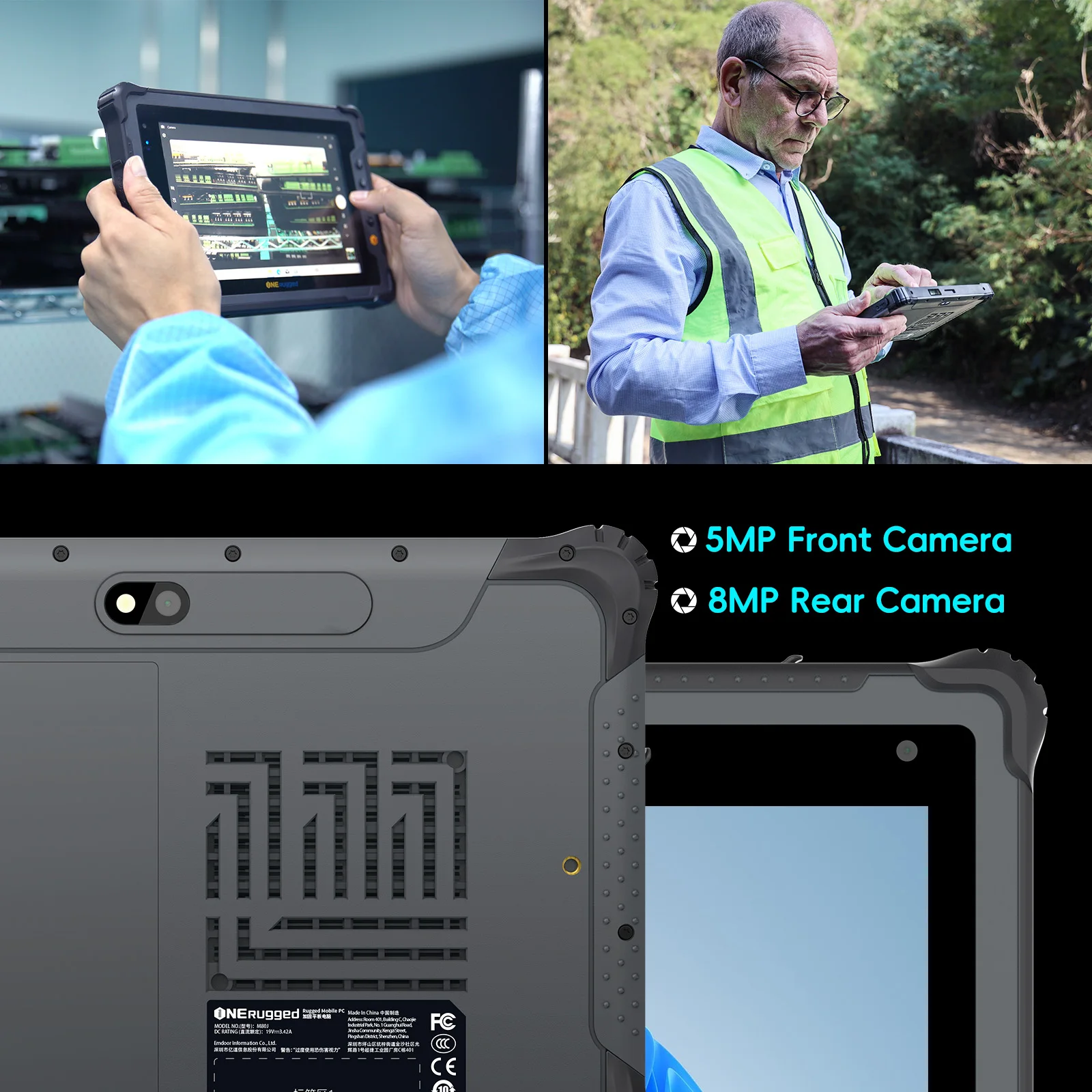 تابلت ONERugged Rugged M80J، تابلت Windows 8 بوصة 8 جيجابايت + 128 جيجابايت، كمبيوتر صناعي مع 4G LTE/WiFi /BT 5.0/GPS/NFC #6