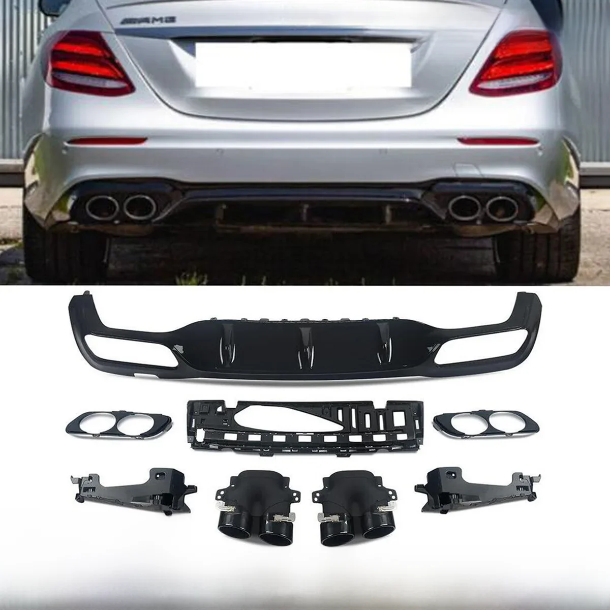 Heck diffusor mit Auspuffs pitze für Mercedes-Benz W213 Amg E53 Stoßstange 2015-20