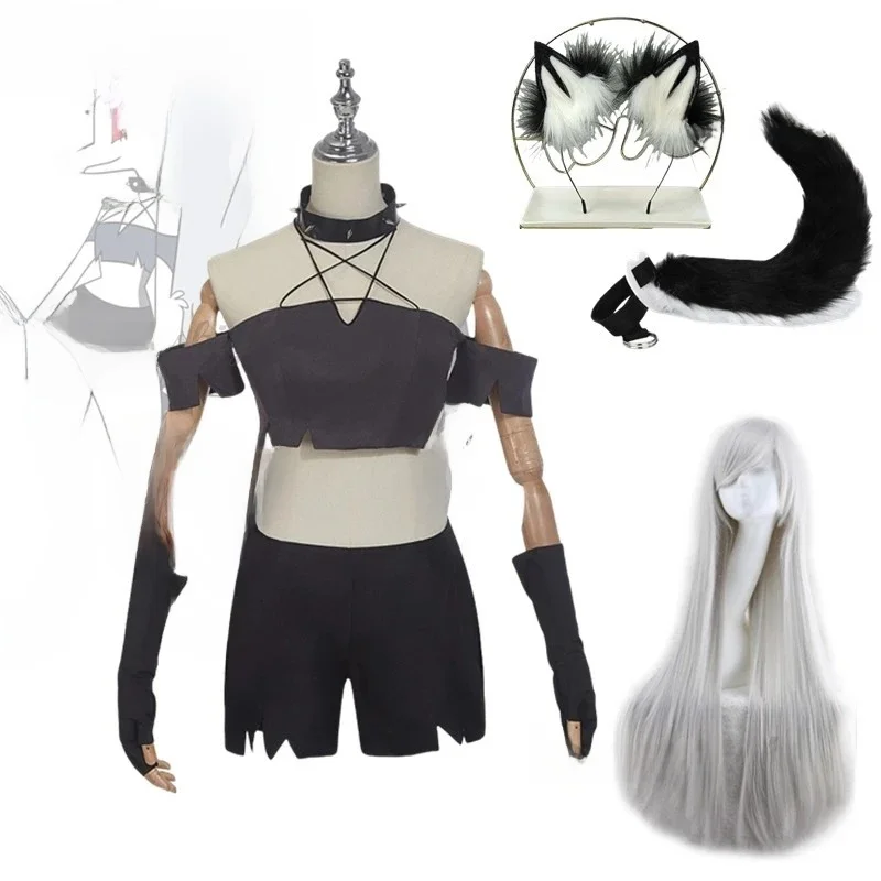 Helluva cos Boss Cosplay Costume pour Loona Loony Toony femmes cou gilet Shorts Costume noir uniforme Costume Halloween tenues de fête