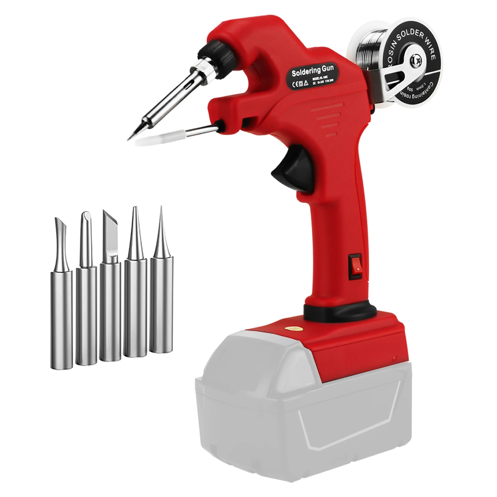 

30W Cordless Soldering Iron Kit 30s Quick Preheat Soldering Gun with 5pcs Solder Tips for Milwaukee 18V Battery (No Battery)