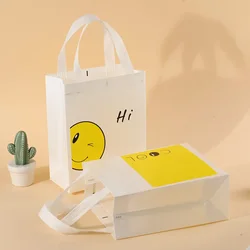 12pcs Thickened 7.87x10.24x3.94 inch Smile Non-Woven Gift Bags, Shopping Bags, Birthday Party Gift Bags, Thanksgiving Gift Bags