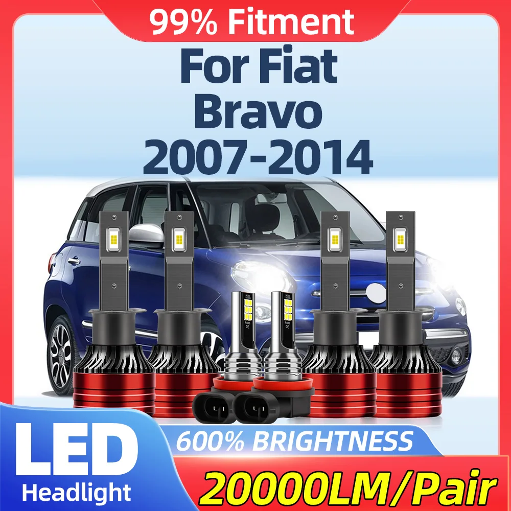 360W Canbus LED Headlight Bulbs 60000LM Car Lights 6000K 12V Fog Lamps For Fiat Bravo 2007 2008 2009 2010 2011 2012 2013 2014