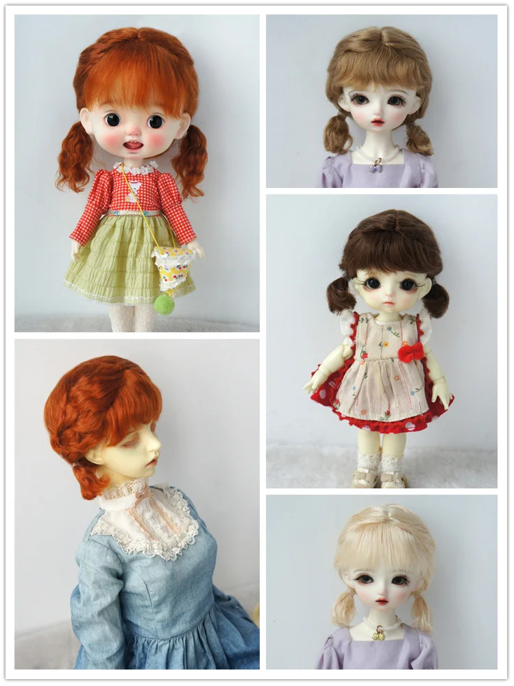 

JD736 All Sizes New Arrival BJD Mohair Wig OB11 YOSD MSD SD Blythe Twin Braids Short Wave Doll Hair Soft Cheap Accessories