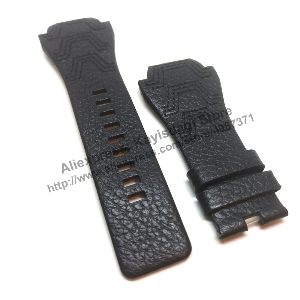 Compatible. Diesel DZ1265 , DZ1266 - 24mm Black Genuine Leather Watch Strap Band