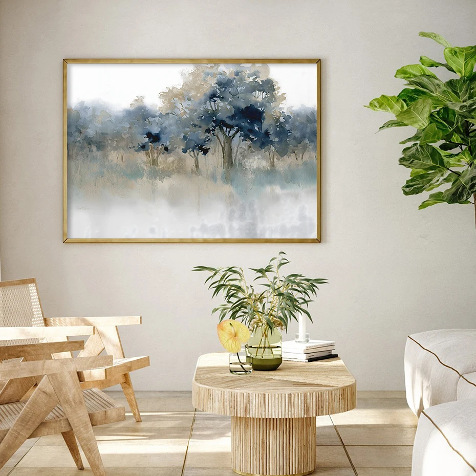 

Blue Trees Waters Edge II by Carol Robinson Canvas Painting Wall Art Poster Print Picture forLiving Room Home Interior Decor