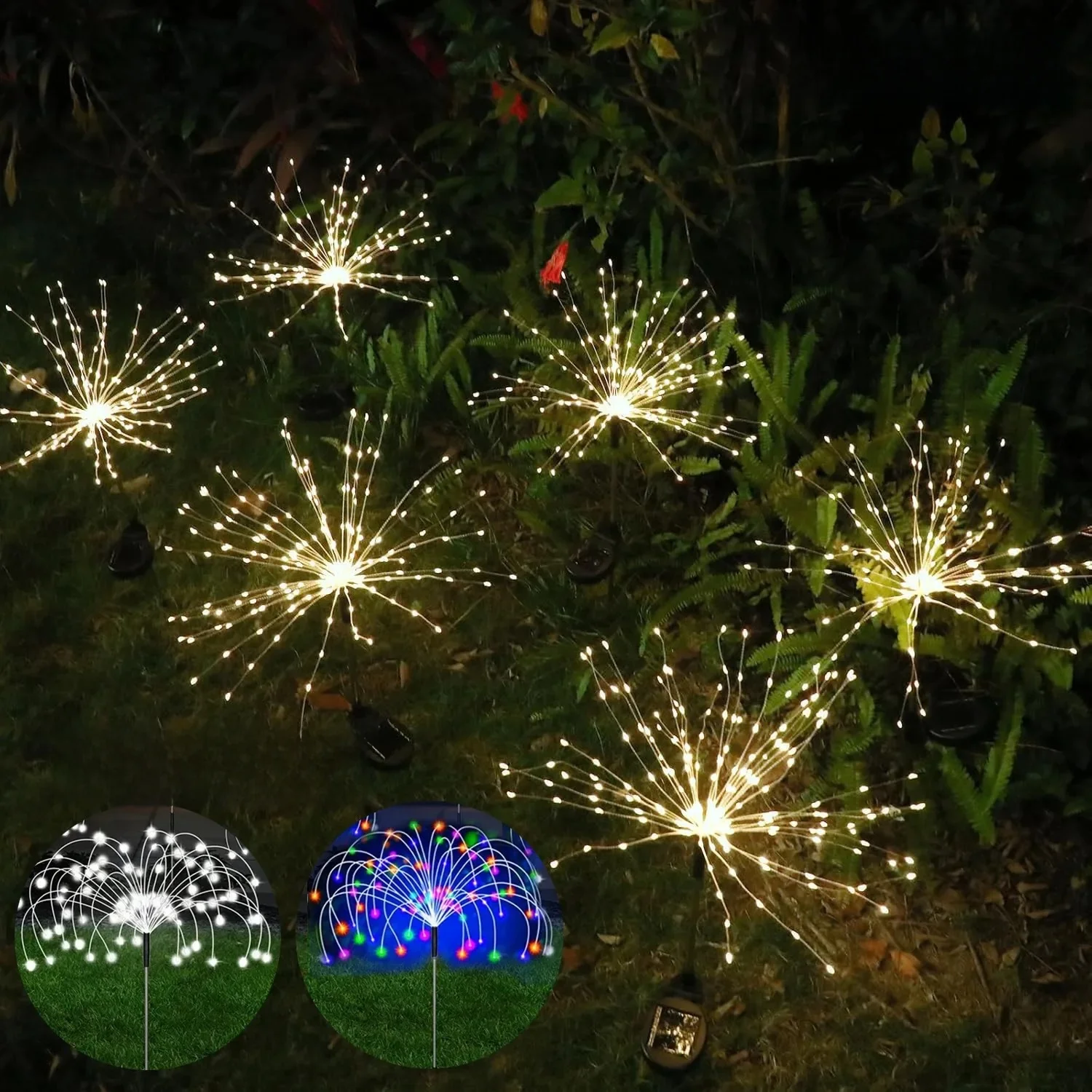1/2/4/6Pcs Solar Firework Light Waterproof Outdoor 8 Lighting Modes 90-200LED Fairy String Light Christmas Decor For Garden