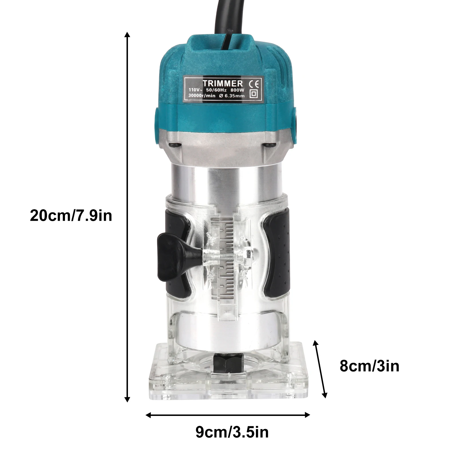 Electric Trimmer Woodworking 800W 30000rpm Wood Router Machine Hand DIY Milling Carving Engraving Power Tools With Mill Cutter