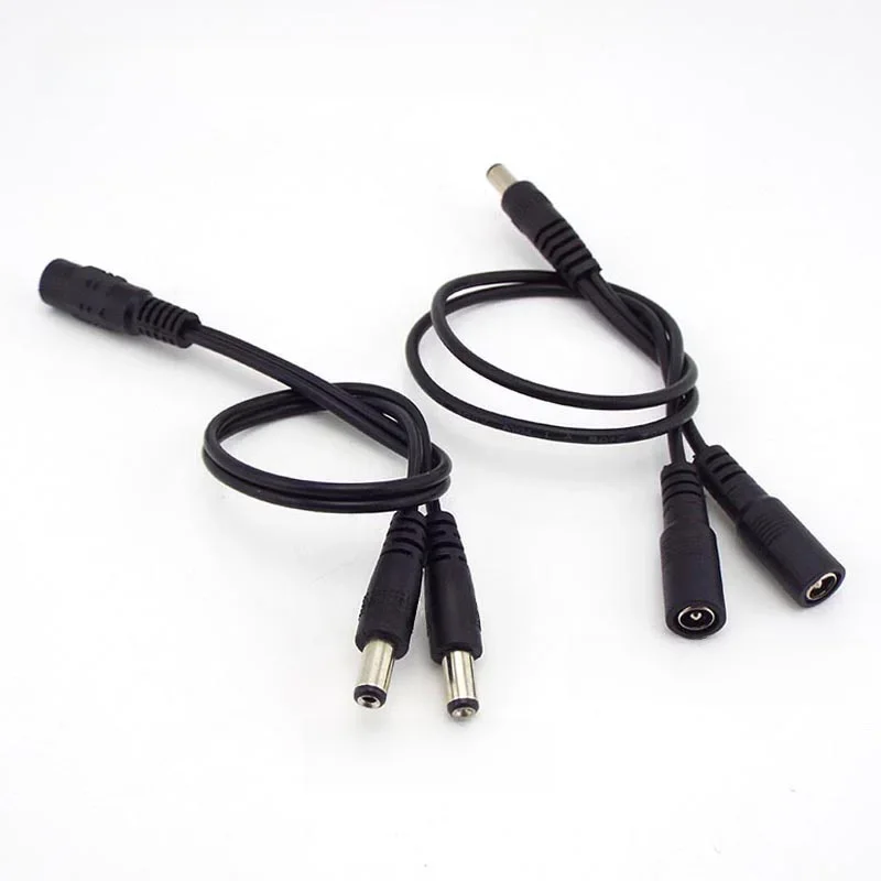 2-drożny zasilacz DC Kabel 5,5 mm x 2,1 mm 1 męski na 2 żeńskie 2 męskie złącze rozgałęźnika Przedłużacz wtyczki do taśmy LED CCTV K5 — zdjęcie 2