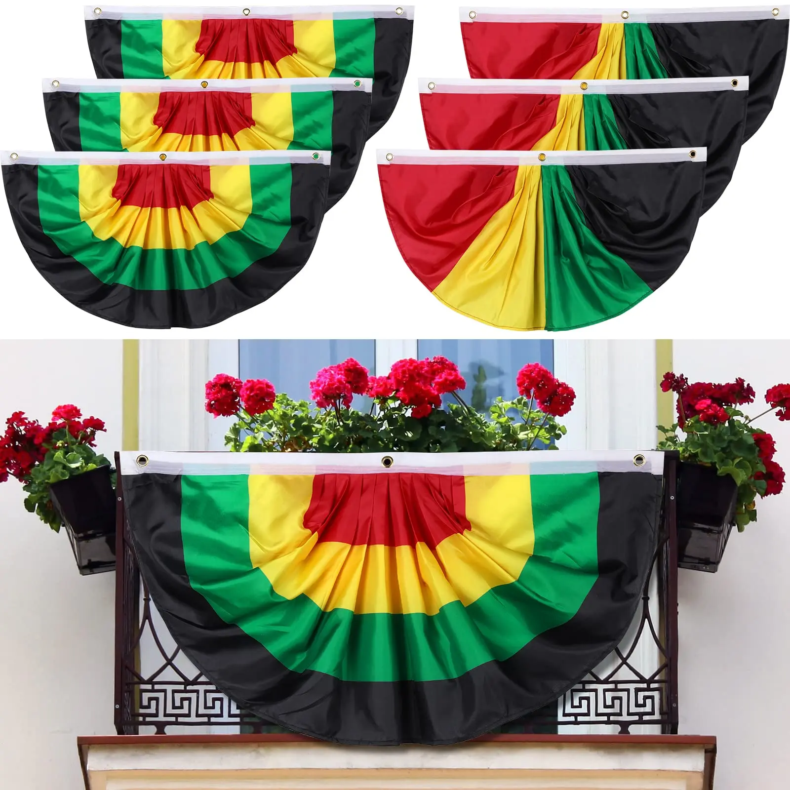 Directly Delivery 100% Polyester Africa America Freedom Juneteenth Half Circle Fans Flags