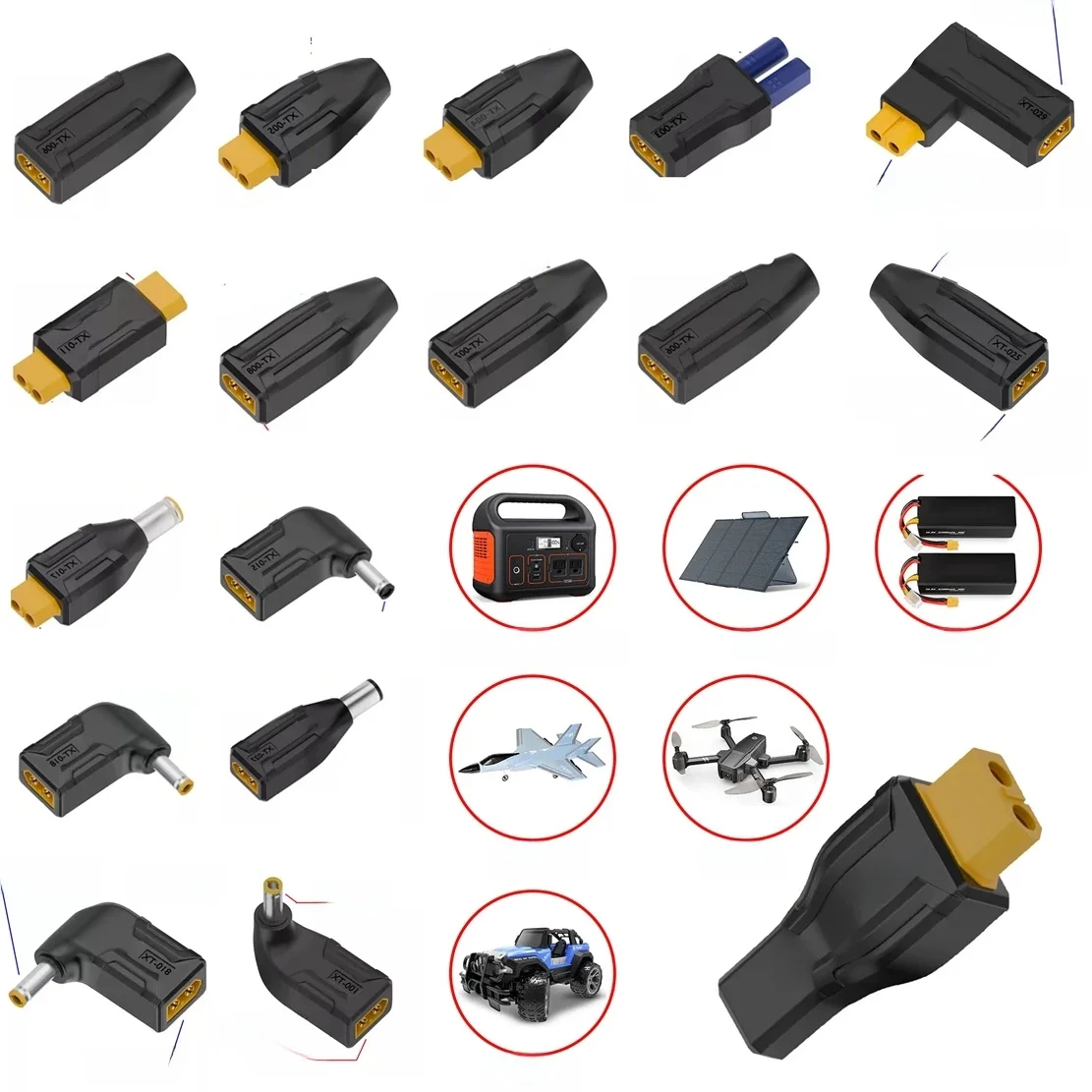 XT60 mâle femelle à EC5 prise femelle type-c DC mâle femelle connecteur adaptateur 5.5 2.5 2.1mm 7.4x5.0mm 7909 à XT60 connecteur