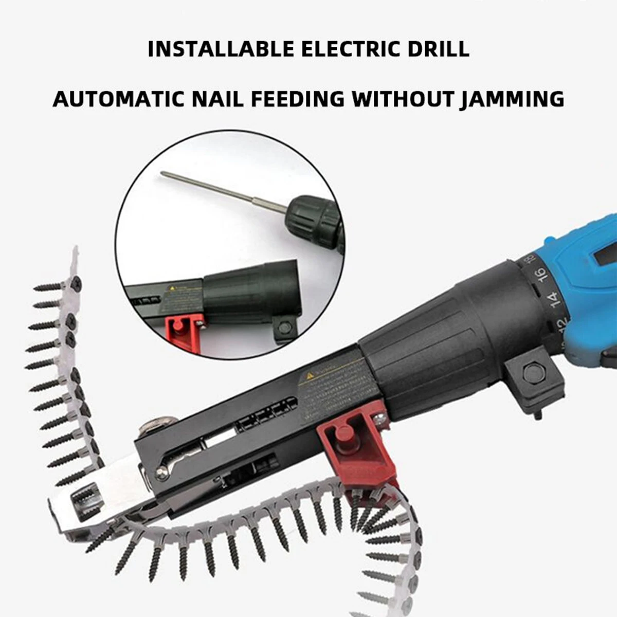 1 Set Chain Screw Gun Head Automatic Nail Gun Electric Batch Woodworking Decoration Rechargeable Self Tapping Screwdriver