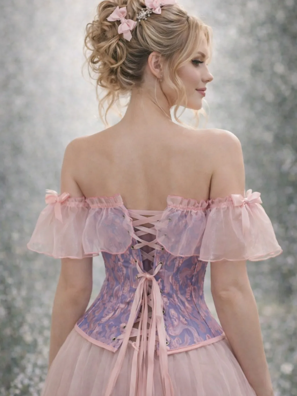 Cloudy.lee Rococo Style Countryside Ruffle Trim One Shoulder CORSET TOP Date Music Festival Fashion Bodice